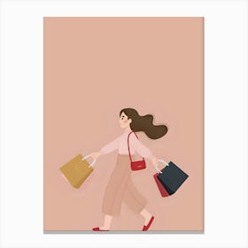 Girl With Shopping Bags Canvas Print