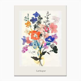 Larkspur Collage Flower Bouquet Poster Canvas Print