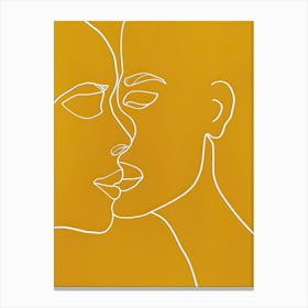 Simplicity Lines Woman Abstract In Yellow 10 Canvas Print