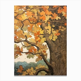 Sycamore Vintage Autumn Tree Print  Canvas Print