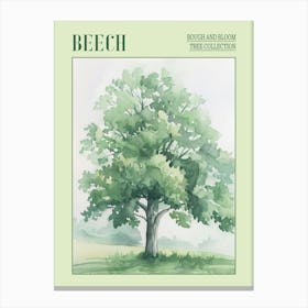 Beech Tree Atmospheric Watercolour Painting 4 Poster Canvas Print