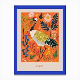 Spring Birds Poster Crane 1 Canvas Print