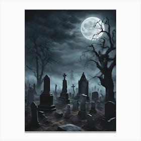 Creepy Trees & Haunted Night, Halloween Wall Decor Canvas Print