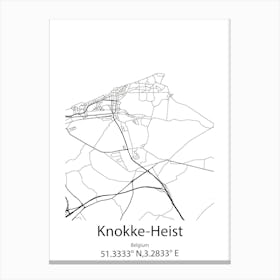 Knokke Heist,Belgium Minimalist Map Canvas Print