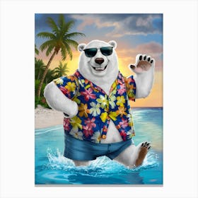 Polar Bear On The Beach Canvas Print