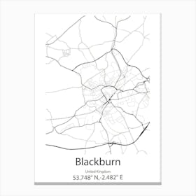 Blackburn,United Kingdom Minimalist Map Canvas Print