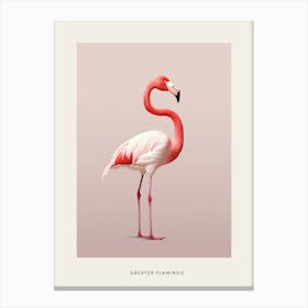 Minimalist Greater Flamingo 4 Bird Poster Canvas Print