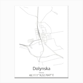 Dolynska,Ukraine Minimalist Map Canvas Print