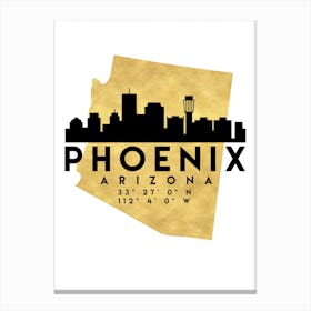 Phoenix Arizona Silhouette City Skyline Map Canvas Print