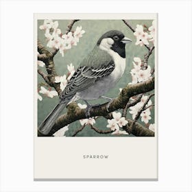Ohara Koson Inspired Bird Painting Sparrow 1 Poster Canvas Print