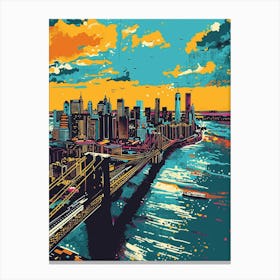 Staten Island New York Colourful Silkscreen Illustration 4 Canvas Print