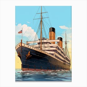 Titanic Ship Sketch Illustration 3 Canvas Print