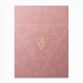 Geometric Gold Glyph on Circle Array in Pink Embossed Paper n.0085 Canvas Print