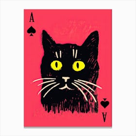 Playing Cards Cat 3 Pink And Black Canvas Print