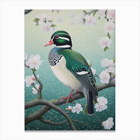 Ohara Koson Inspired Bird Painting Wood Duck 2 Canvas Print