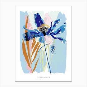 Colourful Flower Illustration Poster Cornflower 2 Canvas Print