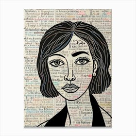 Woman With Words On Her Face Canvas Print