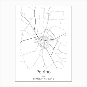 Poirino,Italy Minimalist Map Canvas Print