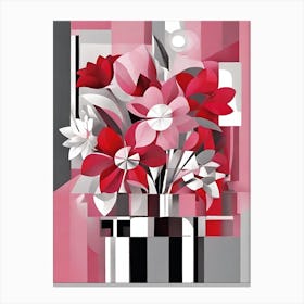 Pink Cubist Flowers 1 Canvas Print