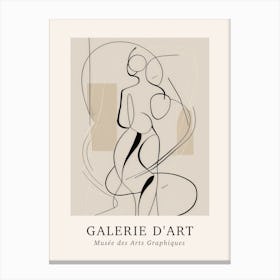 Galerie D'Art Abstract Line Art Figure Neutrals 3 Canvas Print