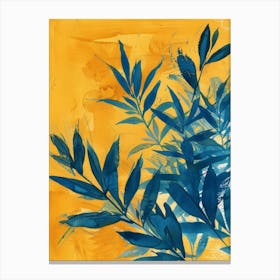 Blue And Yellow Leaves 5 Canvas Print