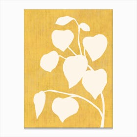 Botanic Shade Leaf Plants Minimalist Monochromatic - Gold Yellow White Canvas Print