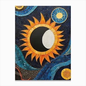 Sun And Moon Mosaic Art Canvas Print