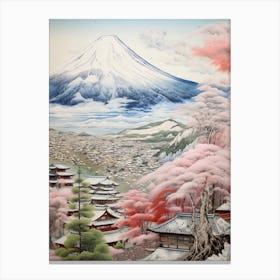 Shirakawa Go In Gifu, Ukiyo E Drawing 3 Canvas Print