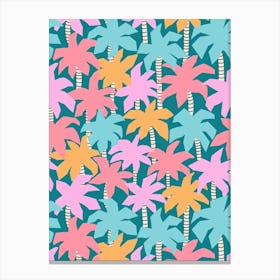 Pastel Colorful Cut Out Palm Trees Canvas Print