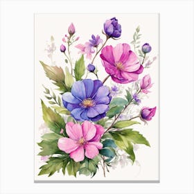 Ai Generated Watercolor Flowers 1 Canvas Print