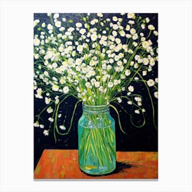 Flowers In A Vase Still Life Painting Gypsophila Babys Breath 2 Canvas Print