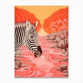Zebra In The River 3 Canvas Print