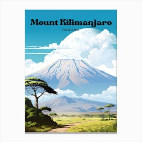 Mount Kilimanjaro Tanzania Sightseeing Travel Illustration Canvas Print