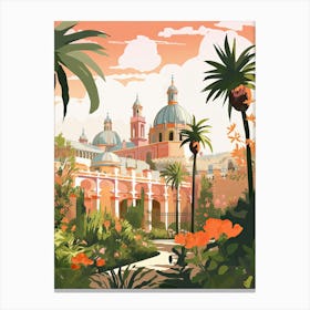 The Great Mosque Of Cordoba   Cordoba, Spain   Cute Botanical Illustration Travel 1 Canvas Print