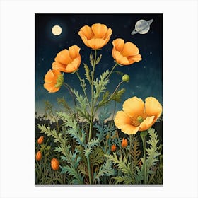 William Morris Poppies In The Night Sky Canvas Print