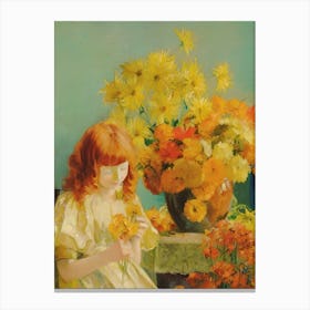 Girl With Flowers 1 Canvas Print