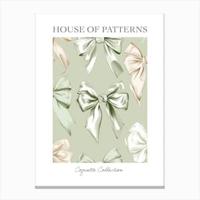 Green Lace Bows Pattern Poster Canvas Print