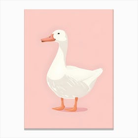 White Goose On Pink Background Canvas Print