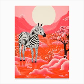 Pink Zebra In The Wild 1 Canvas Print