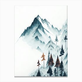 Mountain And Forest In Minimalist Watercolor Vertical Composition 81 Canvas Print