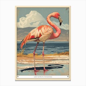 Greater Flamingo Lake Natron Tanzania Tropical Illustration 1 Poster Canvas Print