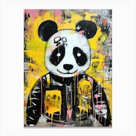Street Panda Waltz: A Graffiti Tribute to Basquiat style Canvas Print
