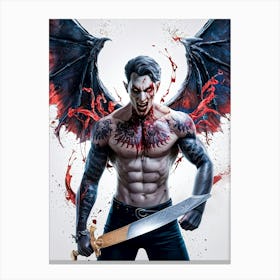 Handsome Male Vampire Warrior Poster Art #2 1 Canvas Print