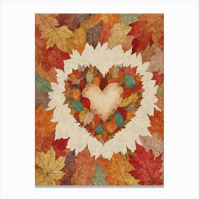 Autumn Leaves Heart 6 Canvas Print