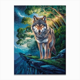 Wolf At Night 1 Canvas Print