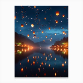 Lanterns In The Sky 2 Canvas Print