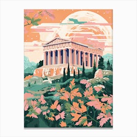 The Parthenon   Nashville, Usa   Cute Botanical Illustration Travel 3 Canvas Print