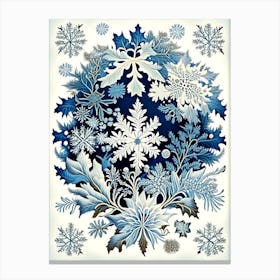 Snowfall, Snowflakes, Vintage Botanical 1 Canvas Print