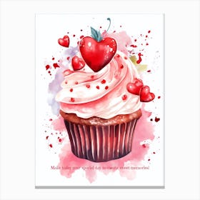 Heart Love Cupcake Sweet Valentine Canvas Print
