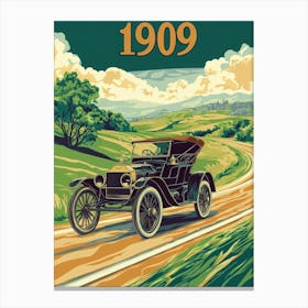 Aihrgdesign A Vintage Poster Of An Early Open Top Automobile 1 Canvas Print